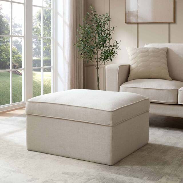 DUSK Soho Ottoman Storage Pouffe - Beige - image 1