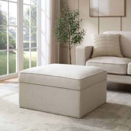 DUSK Soho Ottoman Storage Pouffe - Beige - thumbnail 1
