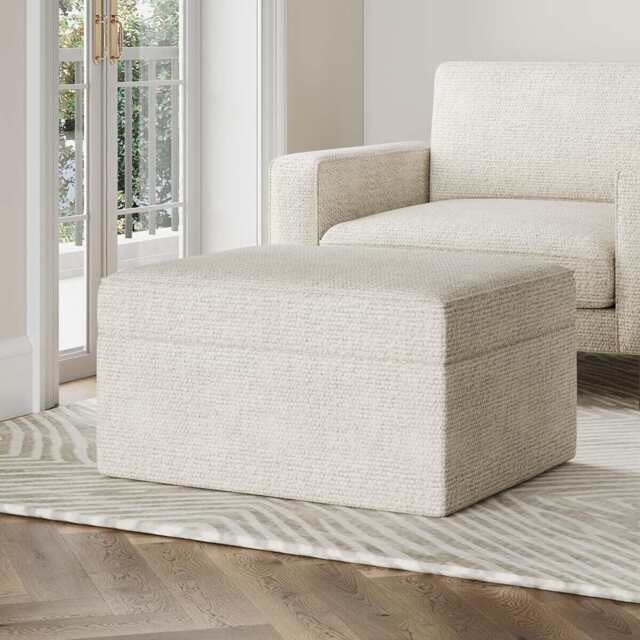 DUSK Soho Bouclé Ottoman Storage Pouffe - Ivory - image 1