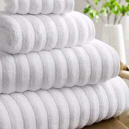 DUSK Monaco Plush Ribbed Cotton Towel Collection - White - Face Cloth - thumbnail 2