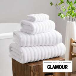 DUSK Monaco Plush Ribbed Cotton Towel Collection - White - Face Cloth - thumbnail 3