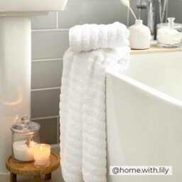 DUSK Monaco Plush Ribbed Cotton Towel Collection - White - Face Cloth - thumbnail 4