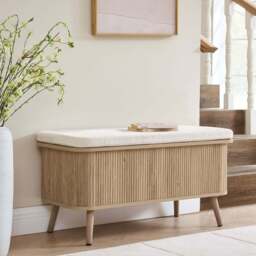 DUSK Hattie Storage Bench - Light Wood - thumbnail 2