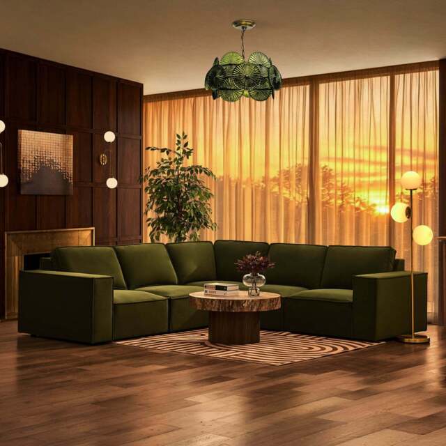 DUSK Brooklyn Left Hand Corner Sofa - Muted Moss - image 1