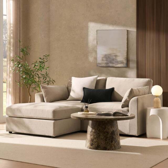 DUSK Miami Small Chaise Sofa - Chenille Oatmeal - image 1