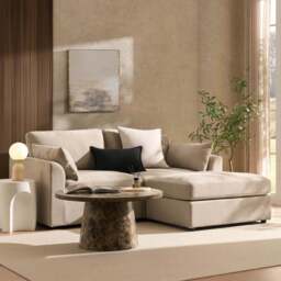 DUSK Miami Small Chaise Sofa - Chenille Oatmeal - thumbnail 2