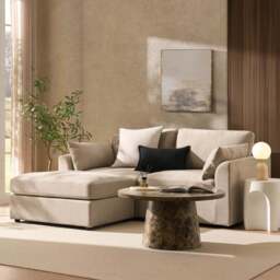 DUSK Miami Small Chaise Sofa - Chenille Oatmeal - thumbnail 1
