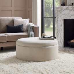 DUSK Stockton Round Storage Pouffe - Linen Natural - thumbnail 1