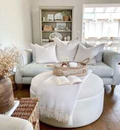 DUSK Stockton Round Storage Pouffe - Linen Natural - thumbnail 3