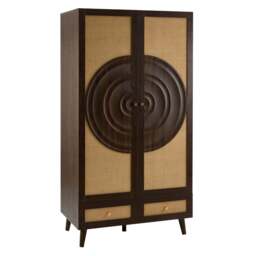 DUSK Raven Rattan 2 Door Wardrobe with Drawers - Walnut - thumbnail 3