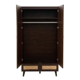 DUSK Raven Rattan 2 Door Wardrobe with Drawers - Walnut - thumbnail 5