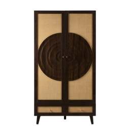 DUSK Raven Rattan 2 Door Wardrobe with Drawers - Walnut - thumbnail 4