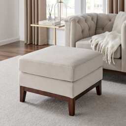 DUSK Chesterfield Pouffe - Stone - thumbnail 1
