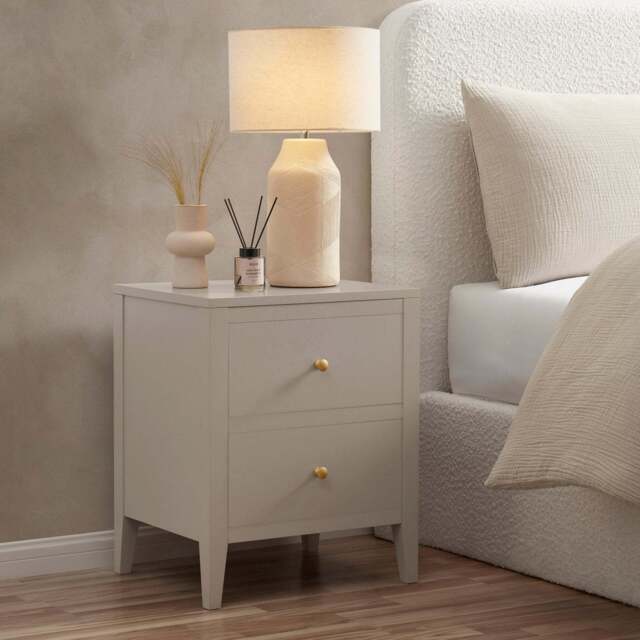 DUSK Poppy 2 Drawer Bedside Table - Taupe - image 1