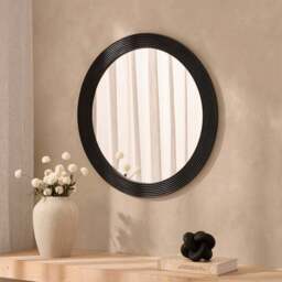 DUSK Cyrus Circle Wood Mirror - Black - thumbnail 1