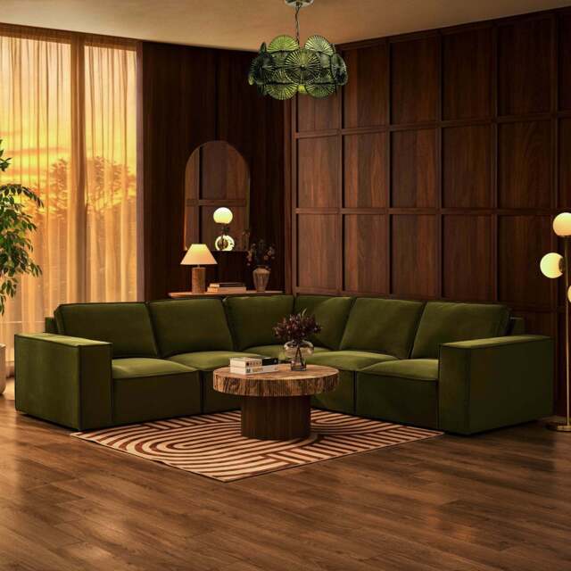DUSK Brooklyn Right Hand Corner Sofa - Muted Moss - image 1