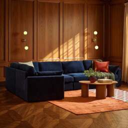 DUSK Miami Left Hand Large L-Shape Sofa - Chenille Navy - thumbnail 1