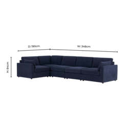 DUSK Miami Left Hand Large L-Shape Sofa - Chenille Navy - thumbnail 8