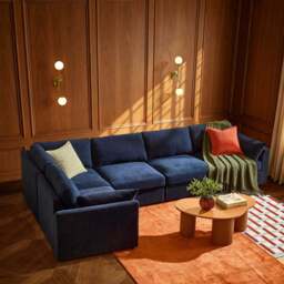 DUSK Miami Left Hand Large L-Shape Sofa - Chenille Navy - thumbnail 3