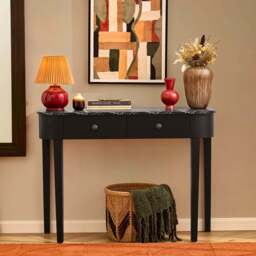 DUSK Tilda Console Table - Black/Marble Top - thumbnail 2