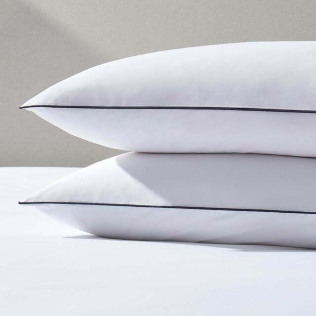 DUSK Pair of Cambridge Pillowcases - 200 Thread Count - Cotton - White/Black - image 1