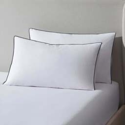 DUSK Pair of Cambridge Pillowcases - 200 Thread Count - Cotton - White/Black - thumbnail 4