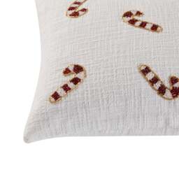 DUSK Beaded Candy Cane Christmas Cushion Cover - White - 30 x 50cm - thumbnail 4