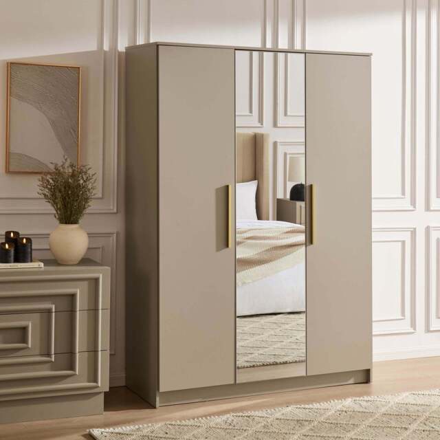 DUSK Darcey 3 Door Wardrobe - Taupe - image 1