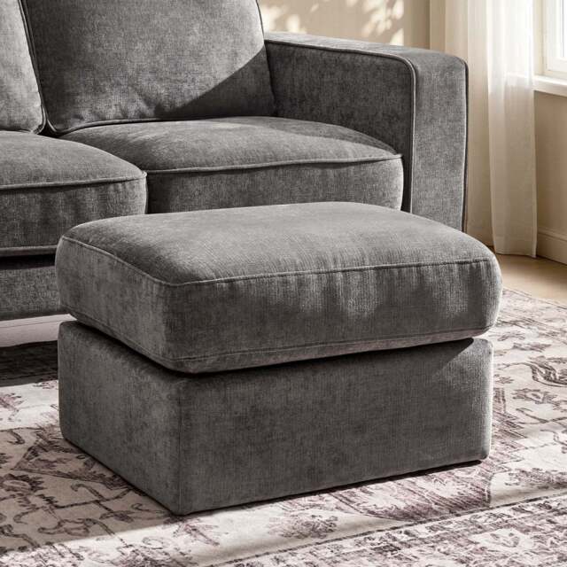 DUSK Small Seville Compact Pouffe - Chenille Grey - image 1