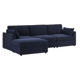 DUSK Miami Left Hand Chaise Sofa - Chenille Navy - thumbnail 4