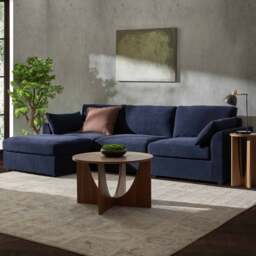 DUSK Miami Left Hand Chaise Sofa - Chenille Navy - thumbnail 1
