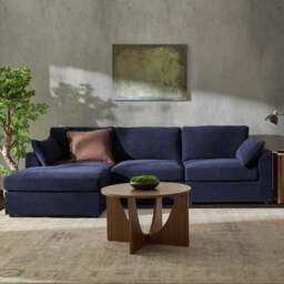 DUSK Miami Left Hand Chaise Sofa - Chenille Navy - thumbnail 2