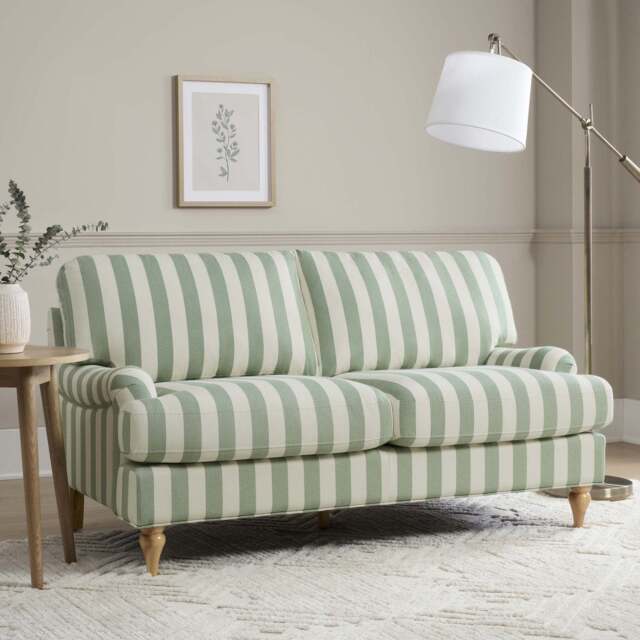 DUSK Hampshire 2 Seater Sofa - Green Stripe - image 1