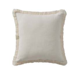 DUSK Cotton Fringed Edge Cushion Cover - Natural - 65cm x 65cm - thumbnail 3