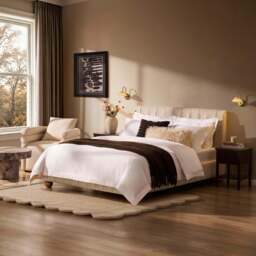 DUSK Malmo Bed Frame - Cream Linen - Double - thumbnail 2