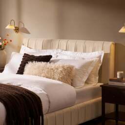 DUSK Malmo Bed Frame - Cream Linen - Double - thumbnail 3