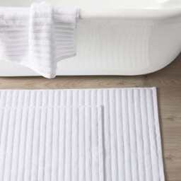 DUSK Monaco Ribbed Cotton Bath Mat - White - Small - thumbnail 3