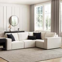 DUSK Brooklyn Small Right Hand L-Shape Sofa - Ivory - thumbnail 2