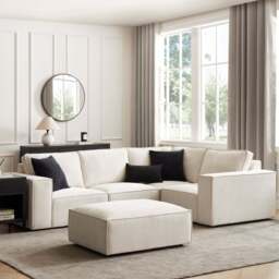 DUSK Brooklyn Small Right Hand L-Shape Sofa - Ivory - thumbnail 1