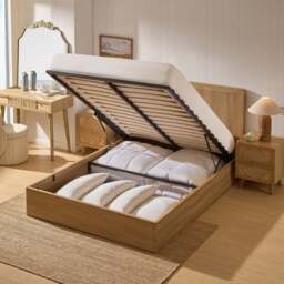 DUSK Hattie Ottoman Storage Bed - Light Wood - Double - thumbnail 9
