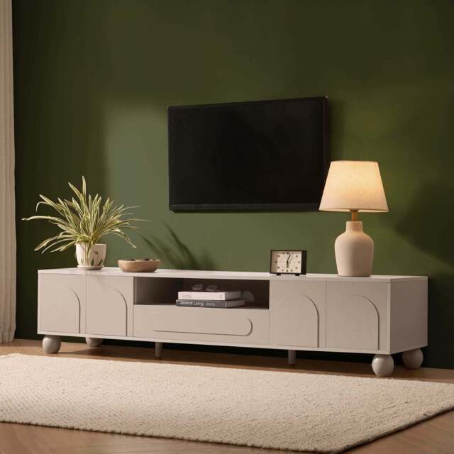 "DUSK Rachel Arch Front  Tv Unit for TVs up to 75"" - Taupe" - image 1