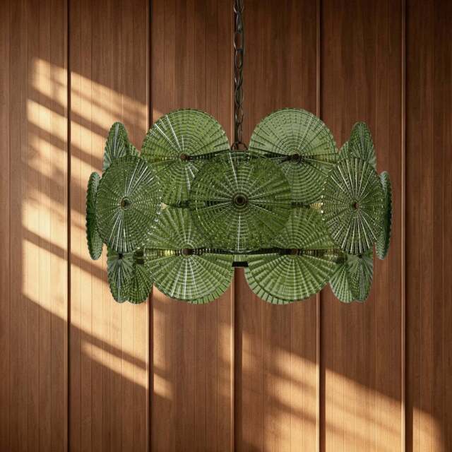 DUSK Celeste Glass Discs Antique Brass Pendant - Green - image 1