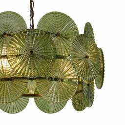 DUSK Celeste Glass Discs Antique Brass Pendant - Green - thumbnail 6
