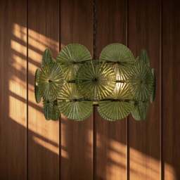DUSK Celeste Glass Discs Antique Brass Pendant - Green - thumbnail 2