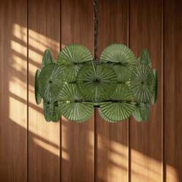 DUSK Celeste Glass Discs Antique Brass Pendant - Green - thumbnail 1
