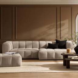 DUSK Manhattan Right Hand Chaise Sofa - Chenille Oatmeal - thumbnail 1