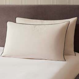 DUSK Pair Of Cambridge Pillowcases - 200 Thread Count - Cotton - Natural/Black - Standard - thumbnail 4