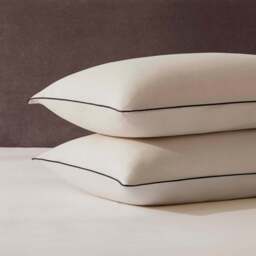 DUSK Pair Of Cambridge Pillowcases - 200 Thread Count - Cotton - Natural/Black - Standard - thumbnail 1