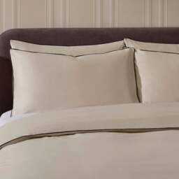 DUSK Cambridge 200 Thread Count Duvet Cover - Natural/Black - Single - thumbnail 3