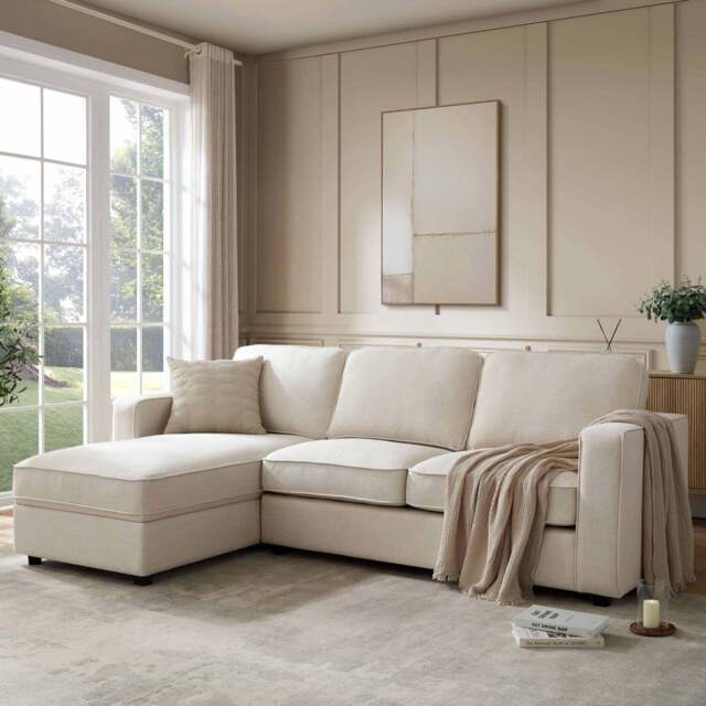 DUSK Soho Left Hand Storage Chaise Sofa - Beige - image 1
